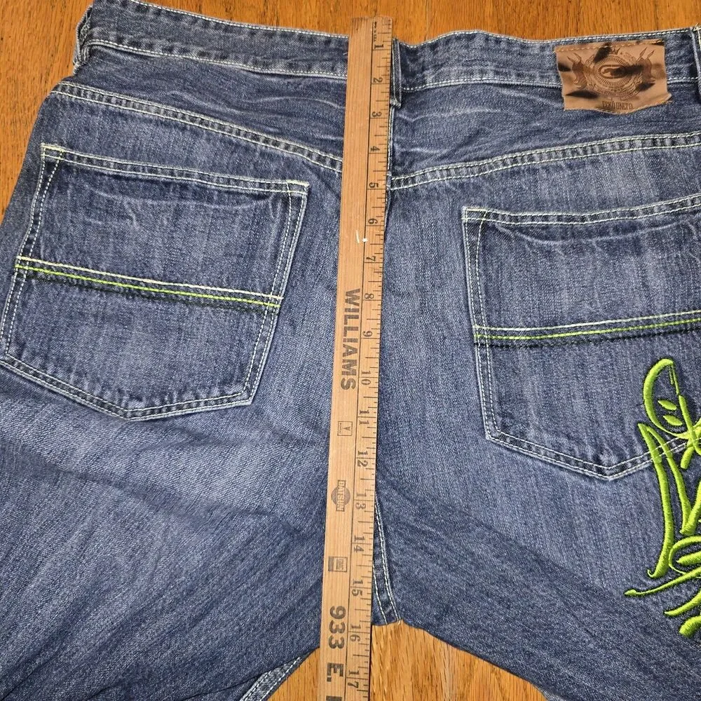 ECKO UNLTD Shorts Baggy Jean Jorts Utility Denim Hip Hop Embroidered Y2K 38